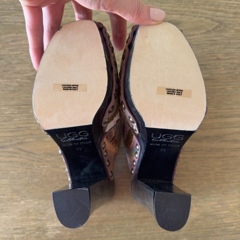 NWOB 🪩 UGG Premium Amadora Disco Platform Clog Mules-Made In Italy-Rare-Sz 7B - Picture 13 of 16